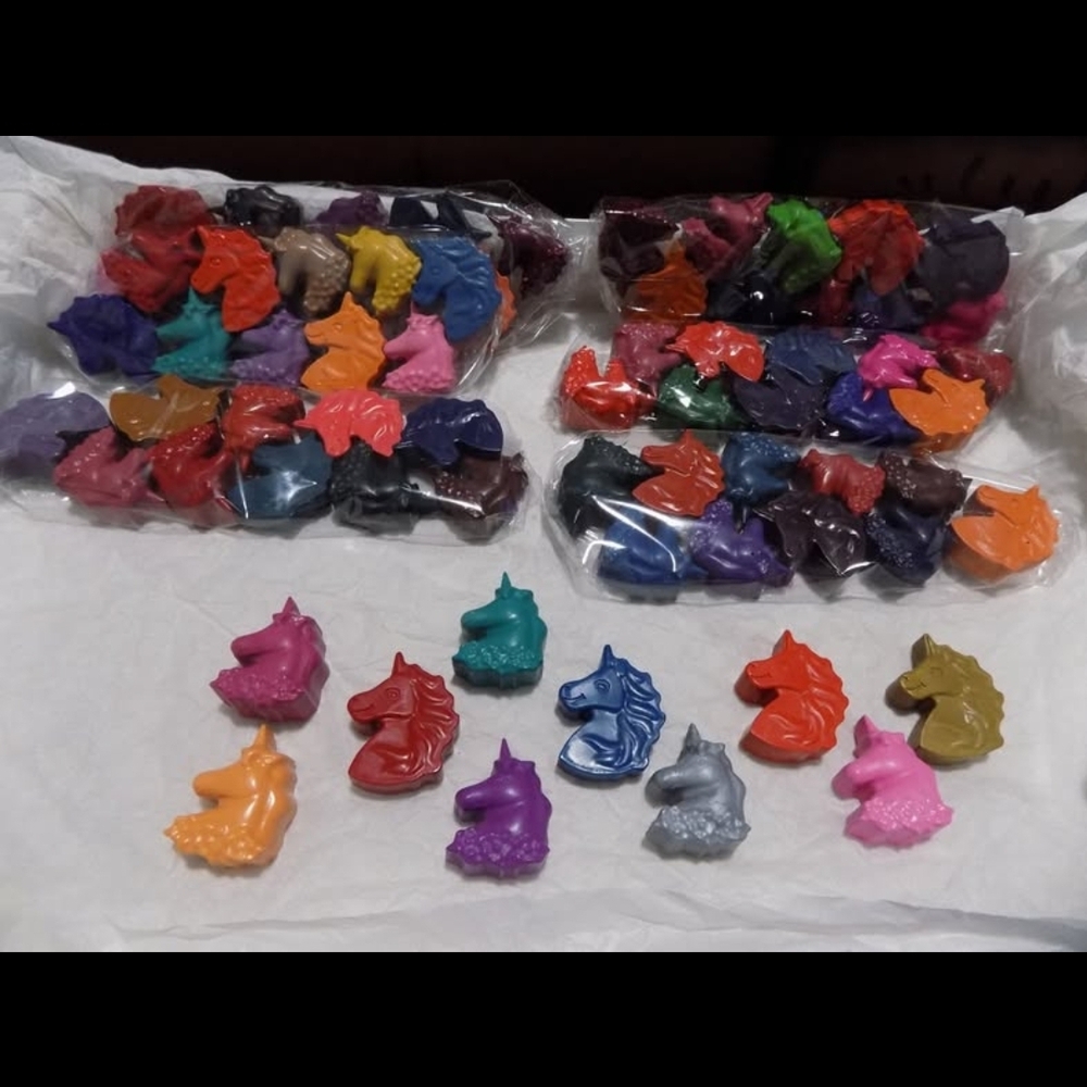 Unicorn Shaped Crayons Set. Handmade. Randomly Selected Colours-Quality Material
